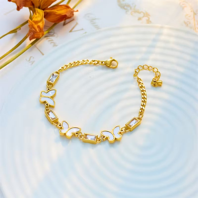 Enchanted Butterfly & Crystal Gold-Tone Bracelet