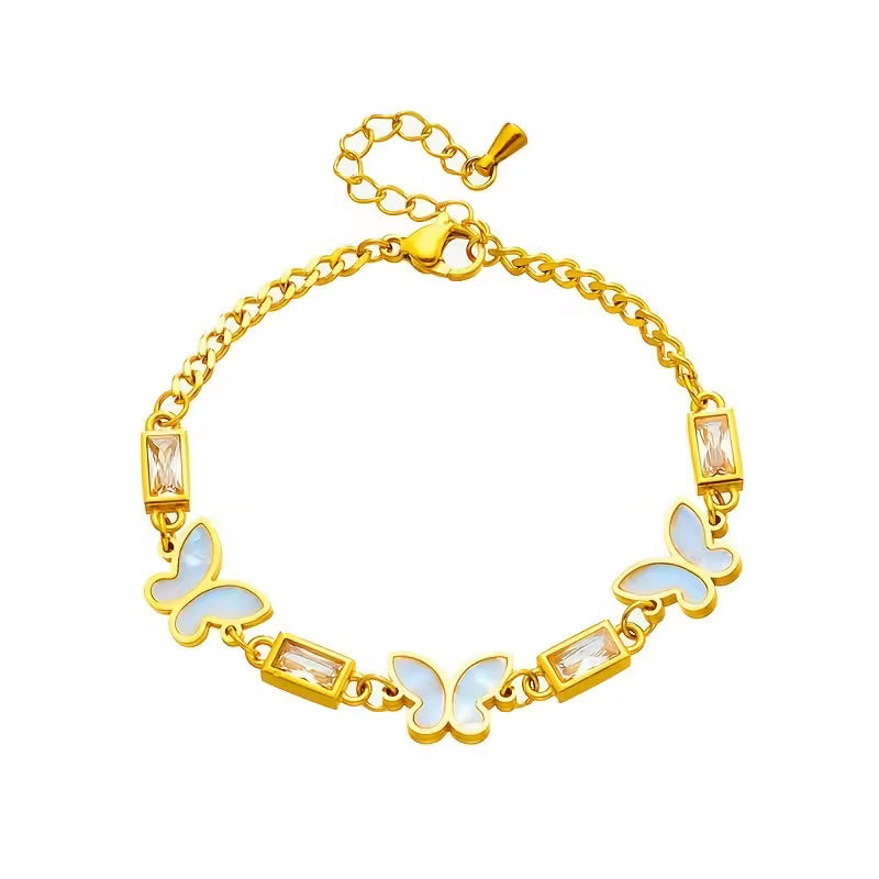 Enchanted Butterfly & Crystal Gold-Tone Bracelet