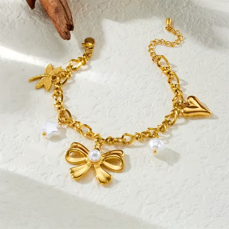 Golden Sweet Charms Link Bracelet