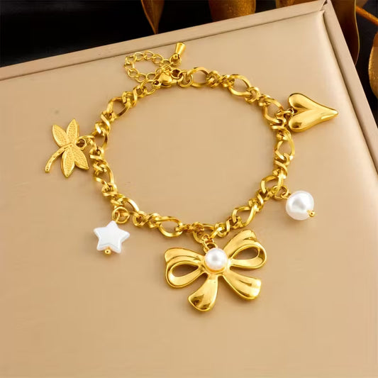Golden Sweet Charms Link Bracelet